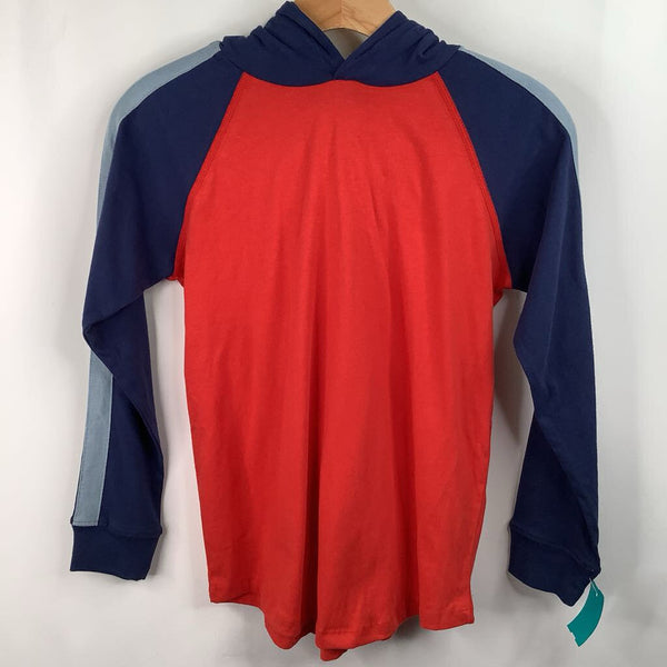 Size 10 (140): Hanna Andersson Red/Blue/Grey Long Sleeve Hoodie