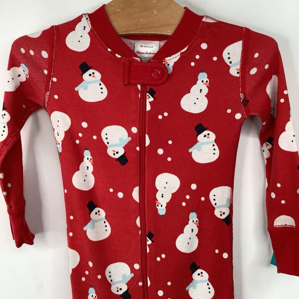 Size 2 (85): Hanna Andersson Red Snowman Print 1pc Pjs