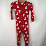 Size 2 (85): Hanna Andersson Red Snowman Print 1pc Pjs