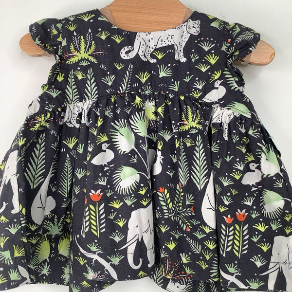 Size 6-12m: Gap Grey/Green/White Animal Print Short Sleeve Dress