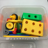 Bin Of Assorted Building Pieces