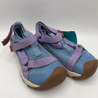 Size 13: Teva Blue/Purple/Brown Velcro Strap Sandals