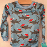 Size 3: Kidtopia Blue Santa Hat Shark 2pc PJs