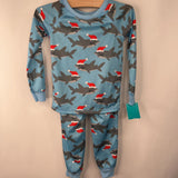 Size 3: Kidtopia Blue Santa Hat Shark 2pc PJs
