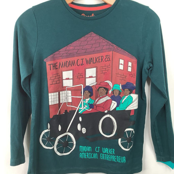 Size 12: Piccolina Green "Madam CJ Walker" Print Long Sleeve Shirt