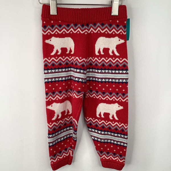 Size 12-18 (75): Hanna Andersson Red/White Polar Bear Knitted Pants