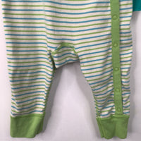 Size 18-24m (80): Hanna Andersson Green/Blue Striped 1pc PJs