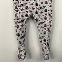 Size 12m: Coccoli Grey/Red Pine Cone Print 1pc Footy PJs
