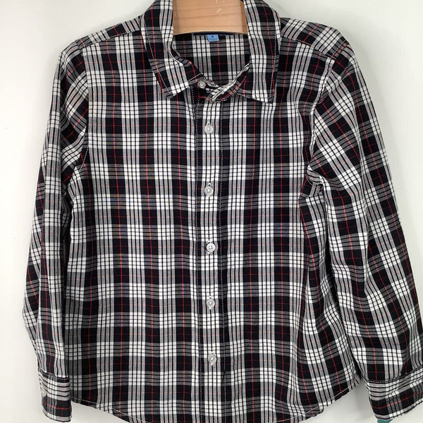 Size 6: Andy + Evan Black/Red Plaid Collared Button-Up Long Sleeve Shirt
