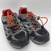 Size 13: Columbia Grey/Black/Orange Toggle Strap Sneakers
