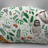 Little Unicorn White/Green Animal Print Blanket