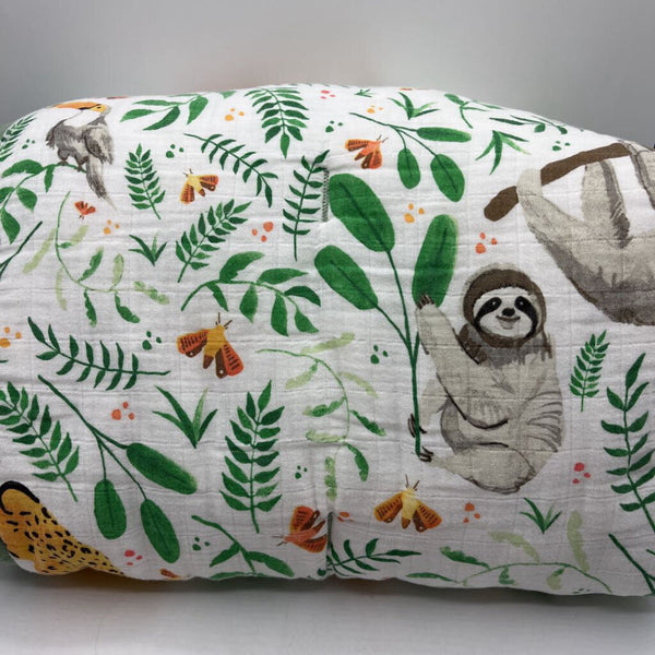 Little Unicorn White/Green Animal Print Blanket