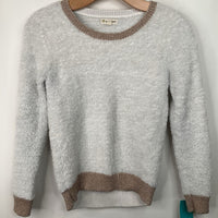 Size 10-12: Tucker + Tate White/Shimmery Golden Fuzzy Knitted Sweater