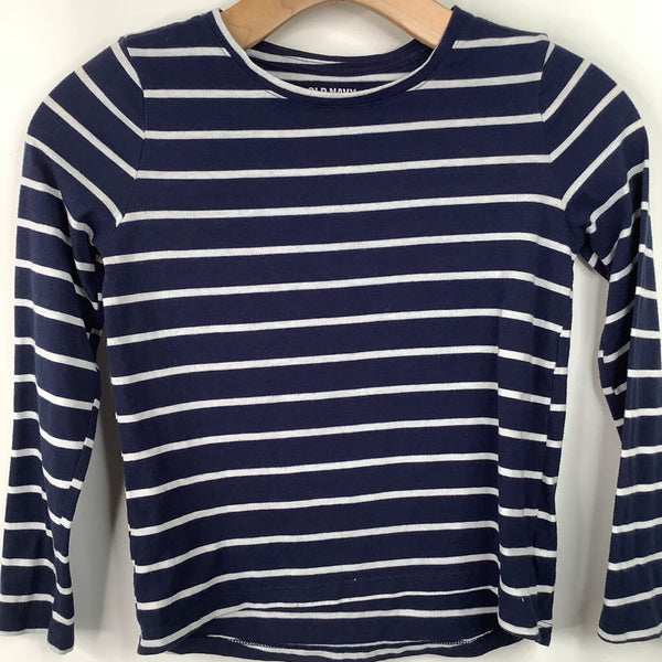 Size 8: Old Navy Blue/White Striped Long Sleeve Shirt