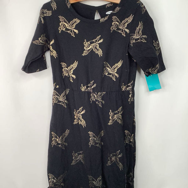Size 6-7: Old Navy Black/Golden Unicorns Short Sleeve Dress