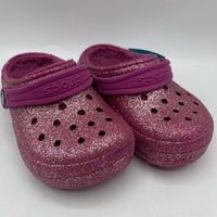 Size 9: Crocs Pink Shimmery Insulated Adjustable Strap Shoes