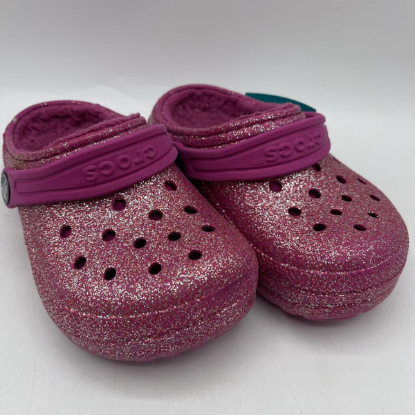 Size 9: Crocs Pink Shimmery Insulated Adjustable Strap Shoes
