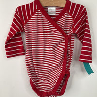 Size 3-6m (60): Hanna Andersson White/Red Striped Long Sleeve Onesie