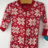 Size 12-18m (75): Hanna Andersson Red/White Snowflakes 1pc PJs