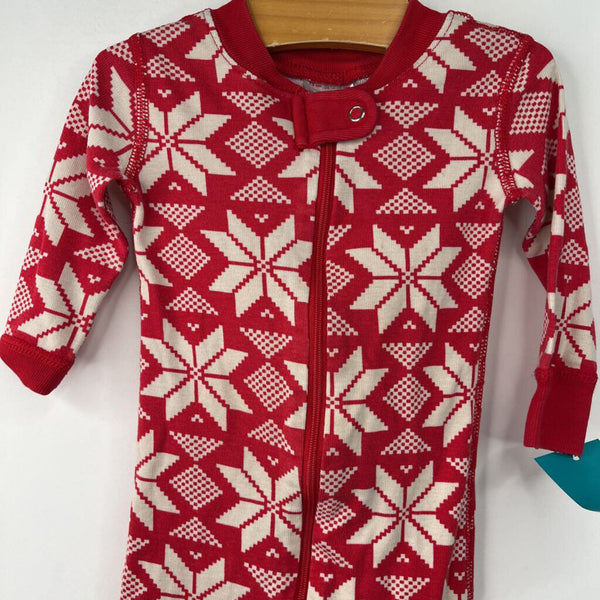 Size 12-18m (75): Hanna Andersson Red/White Snowflakes 1pc PJs
