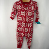 Size 12-18m (75): Hanna Andersson Red/White Snowflakes 1pc PJs