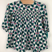 Size 18-24m (80): Hanna Andersson White/Teal Floral Long Sleeve Dress