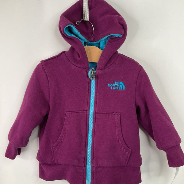 Size 6-12m: The North Face Purple/Bluer Fuzzy Reversible Zip-Up Hoodie