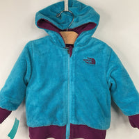 Size 6-12m: The North Face Purple/Bluer Fuzzy Reversible Zip-Up Hoodie