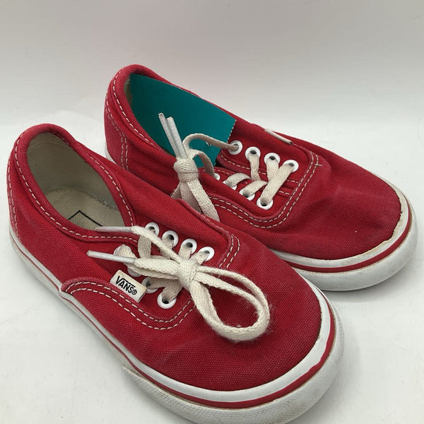 Size 8: Vans Red/White Lace-Up Sneakers