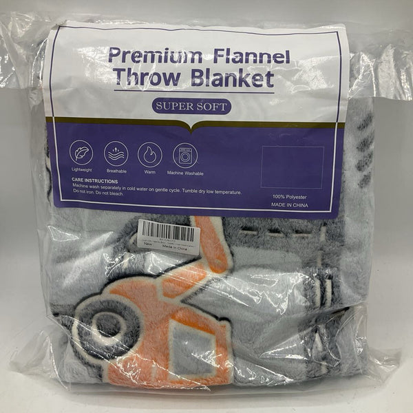 Construction Glow In The Dark Throw Blanket- NEW