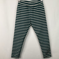 Size 6-7 (120): Hanna Andersson Green/White Striped Leggings