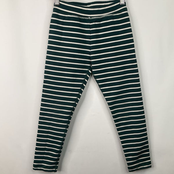 Size 6-7 (120): Hanna Andersson Green/White Striped Leggings
