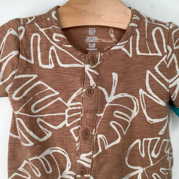 Size 6-12m: Gap Brown/White Short Sleeve Short Romper