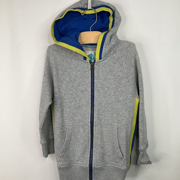 Size 5-6: Boden Grey/Blue/Yellow Zip-Up Hoodie