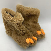 Size 3: Brown Fuzzy Bear Slippers