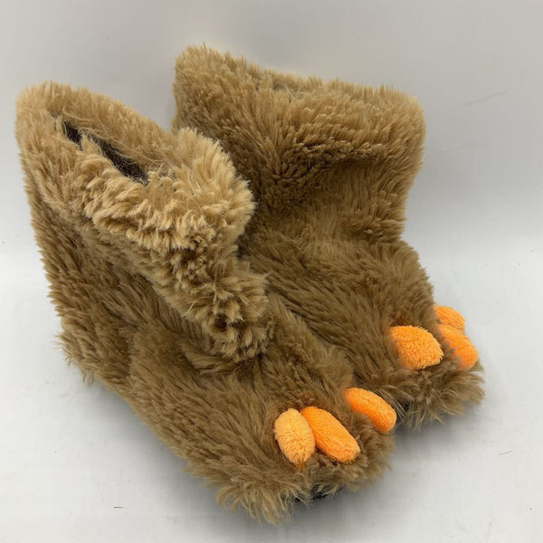 Size 3: Brown Fuzzy Bear Slippers