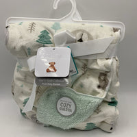 Rene Rofe Forest Print Cozy Sherpa Blanket -NEW