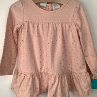 Size 18m: Tahari Pink/Golden Dots Long Sleeve Dress
