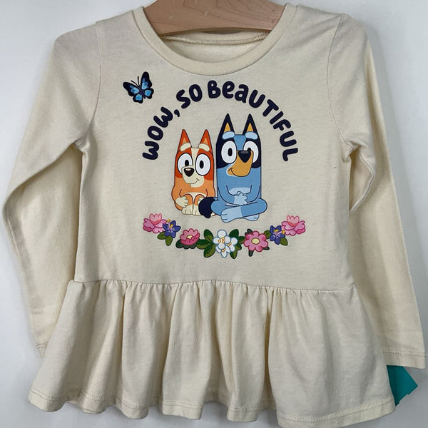 Size 4: Bluey Creme "Wow So Beautiful" Long Sleeve Shirt
