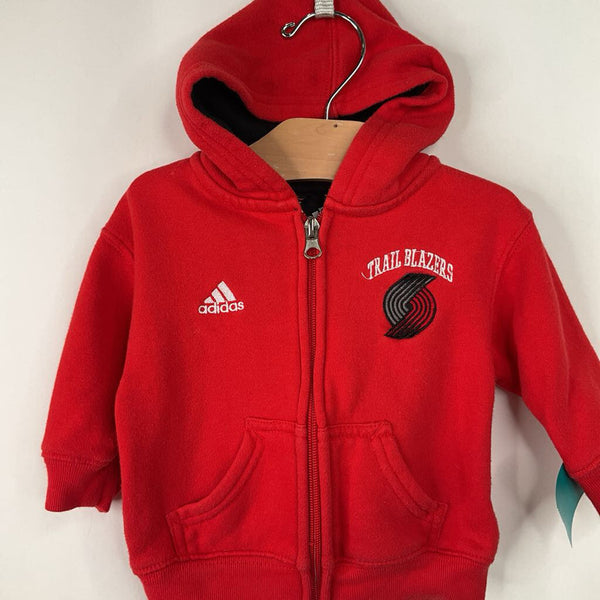 Size 12m: Adidas Red Trail Blazers Zip-Up Hoodie