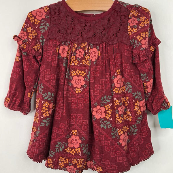 Size 12-18m: Matilda Jane Red Floral Lace Long Sleeve Dress