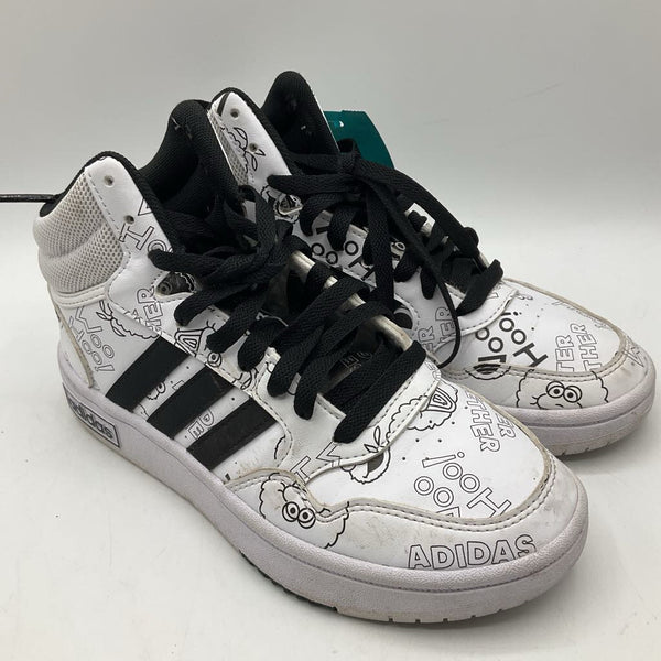 Size 4.5Y: Adidas Black/White Lace-Up Sneakers