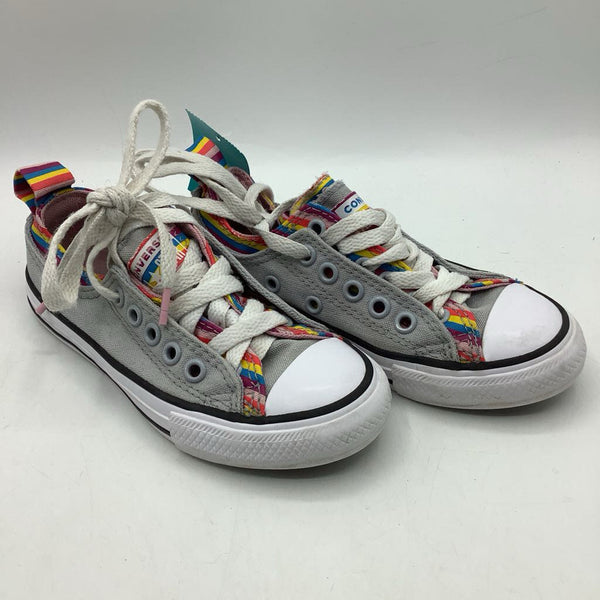 Size 11: Converse Grey/Rainbow Lace-Up Sneakers