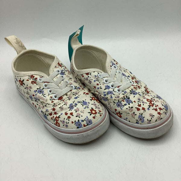 Size 7.5: Vans White/Colorful Floral Slip-On Sneakers