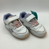 Size 7: Reebok White/Pink/Purple Sparkly Velcro Strap Sneakers