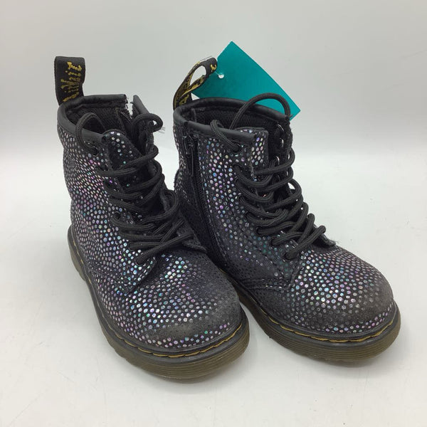 Size 7: Dr.Marten's Black Shimmery Zip/Lace-Up Boots