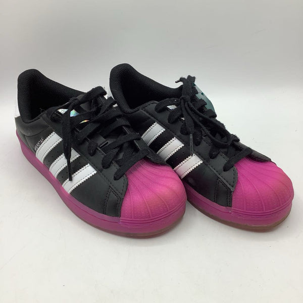 Size 3Y: Adidas Black/Purple Lace-Up Sneakers