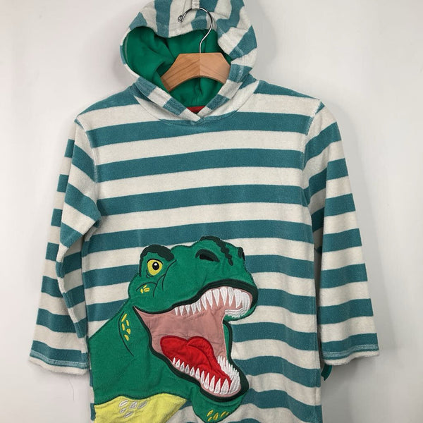 Size 7-8: Mini Boden Blue/White Striped Terry Cloth Hoodie