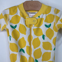 Size 12-18m (80): Hanna Andersson White Lemon Print 1pc Shorty PJs