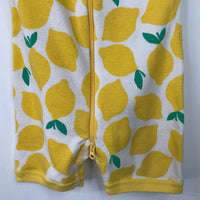 Size 12-18m (80): Hanna Andersson White Lemon Print 1pc Shorty PJs
